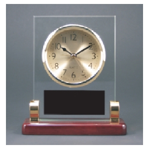 Rectangle Glass Desk Clock with Posts