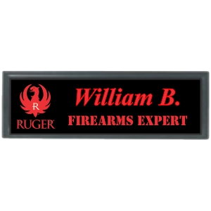 3x1 Metal Name Tag with Black Plastic Holder