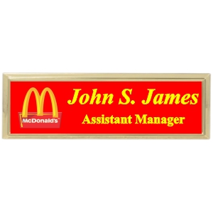 3x1 Metal Name Tag with Gold Plastic Holder