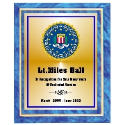 Blue Marble Finish Plaque with Gold Cove